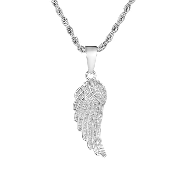 Iced Wing Pendant - White Gold