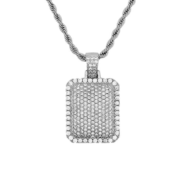 Iced Cube Pendant - White Gold