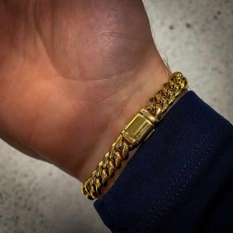 8mm Miami Cuban Bracelet - Gold