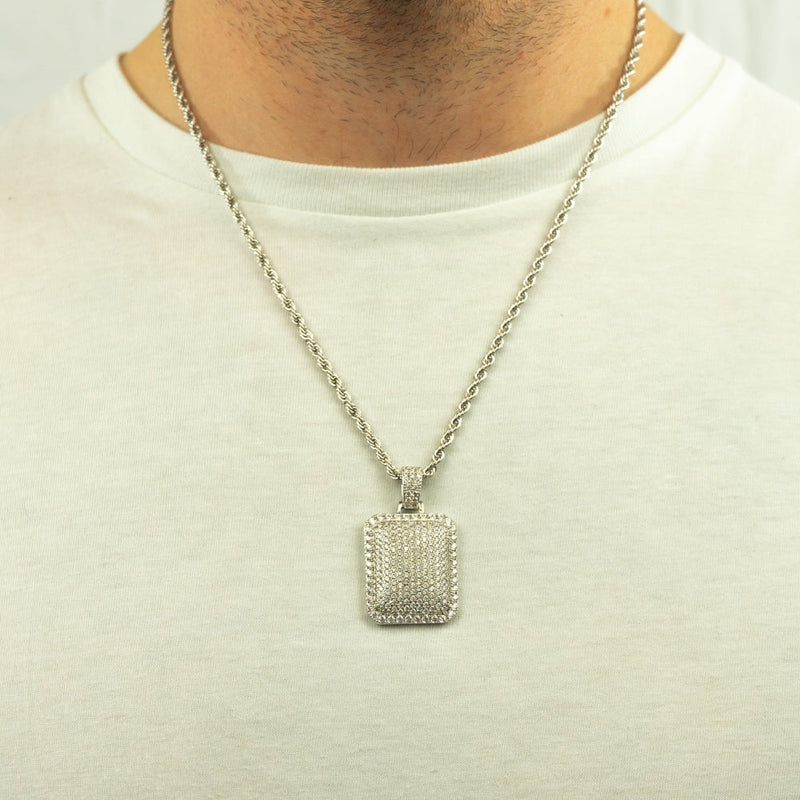 Iced Cube Pendant - White Gold