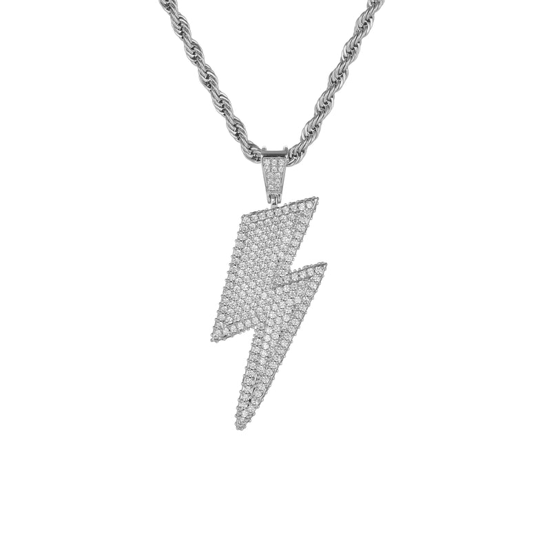 Lightning Bolt Pendant - White Gold