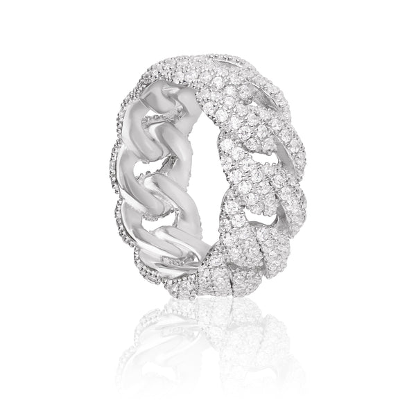 Iced Cuban Ring - White Gold